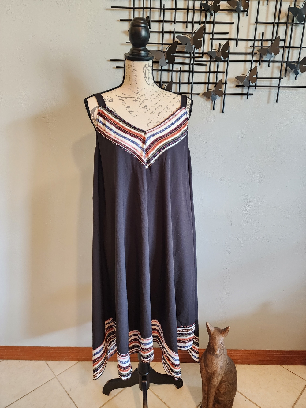 3 For $15! SHEIN Black Midi Length Dress with Multicolor Trim